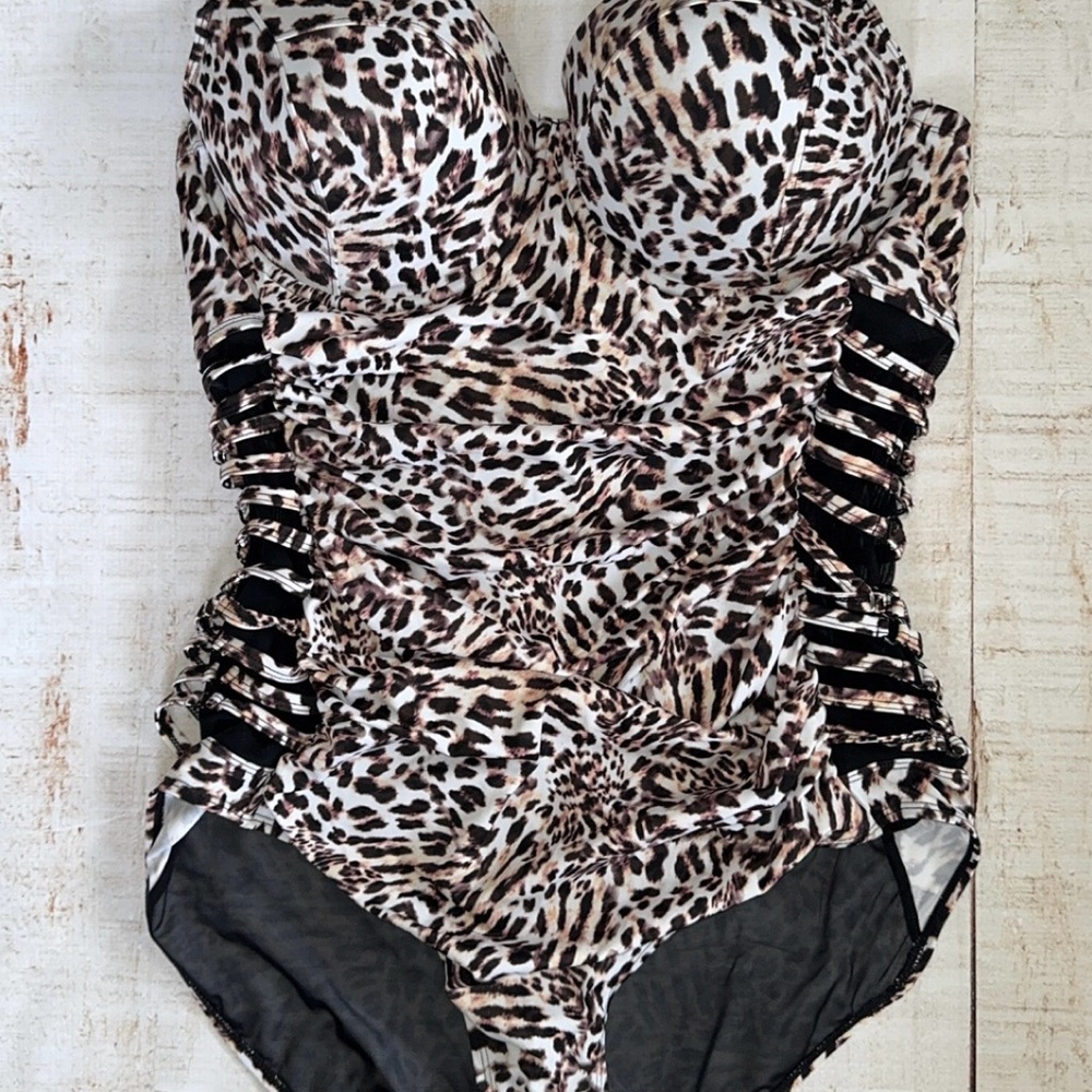 Torrid White and Brown One Piece Swim